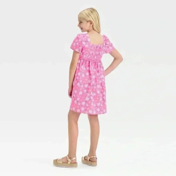 Barbie Floral Cotton Puff Sleeve Dress Size Large (10-12) Daisy Sunshine NWT - Picture 2 of 7